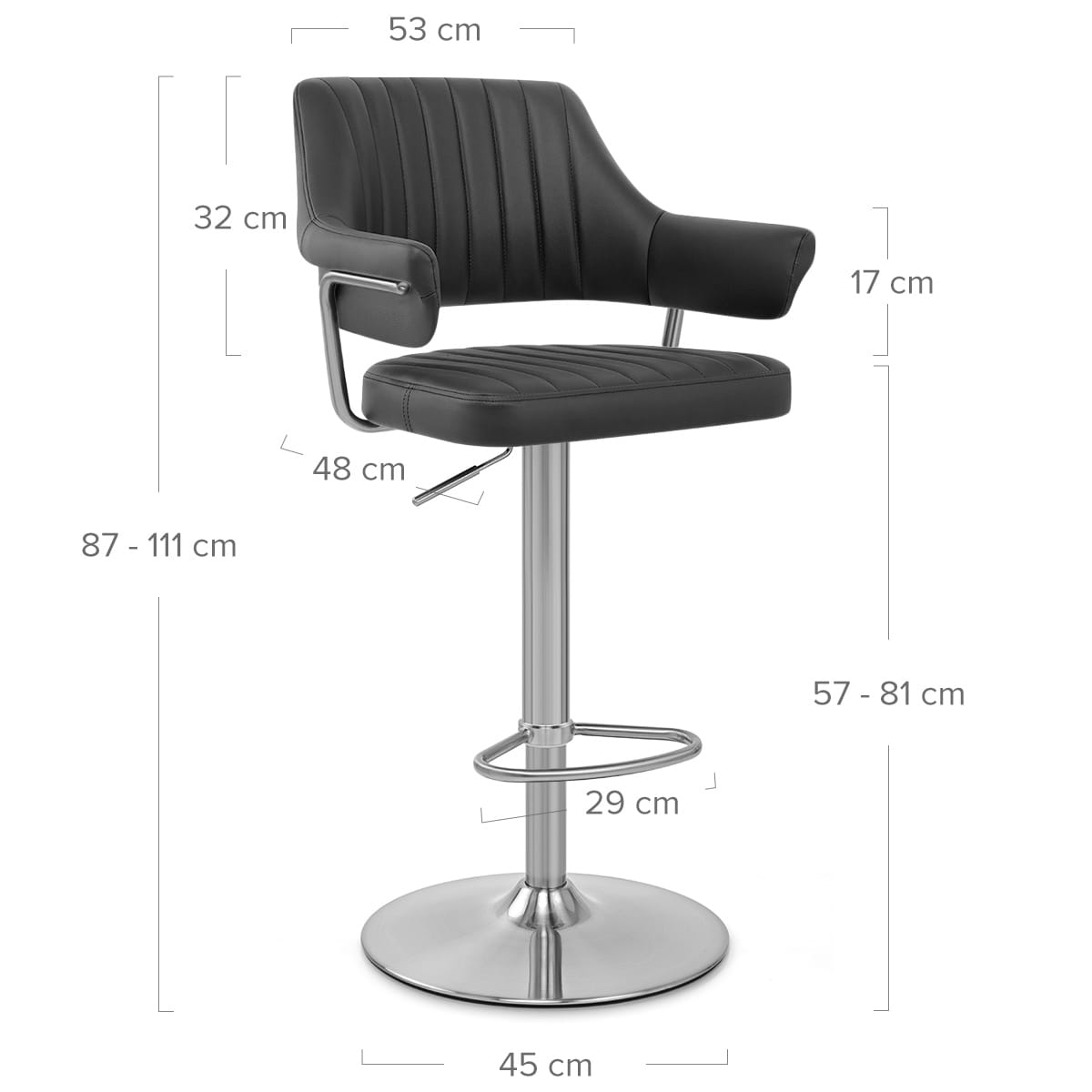 Skyline Brushed Bar Stool Black