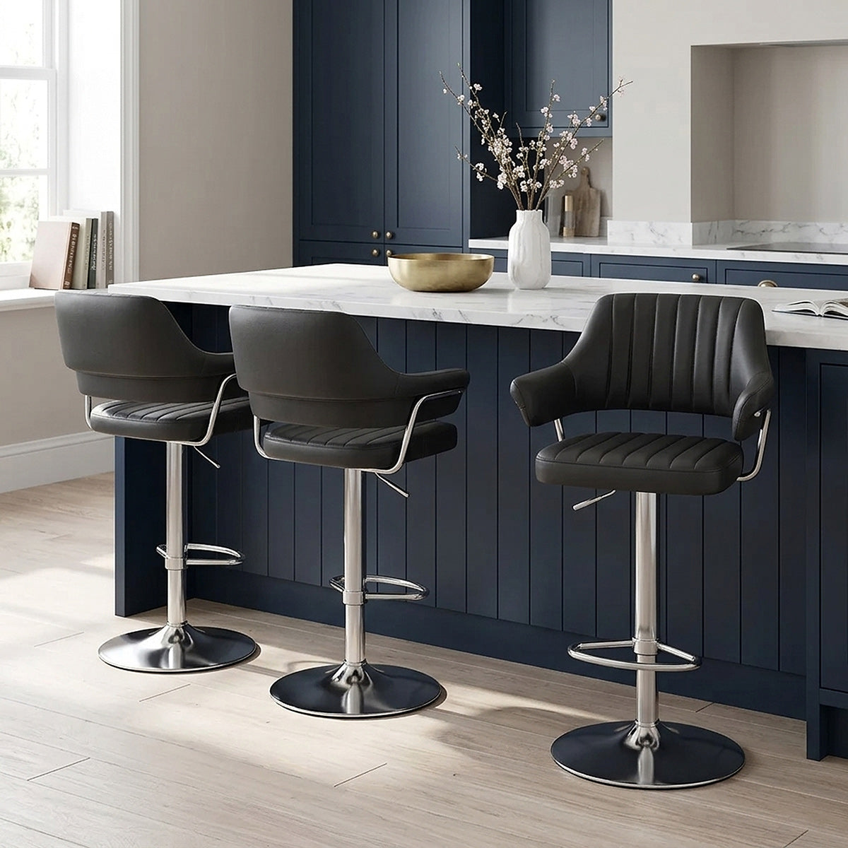 Skyline Brushed Bar Stool Black