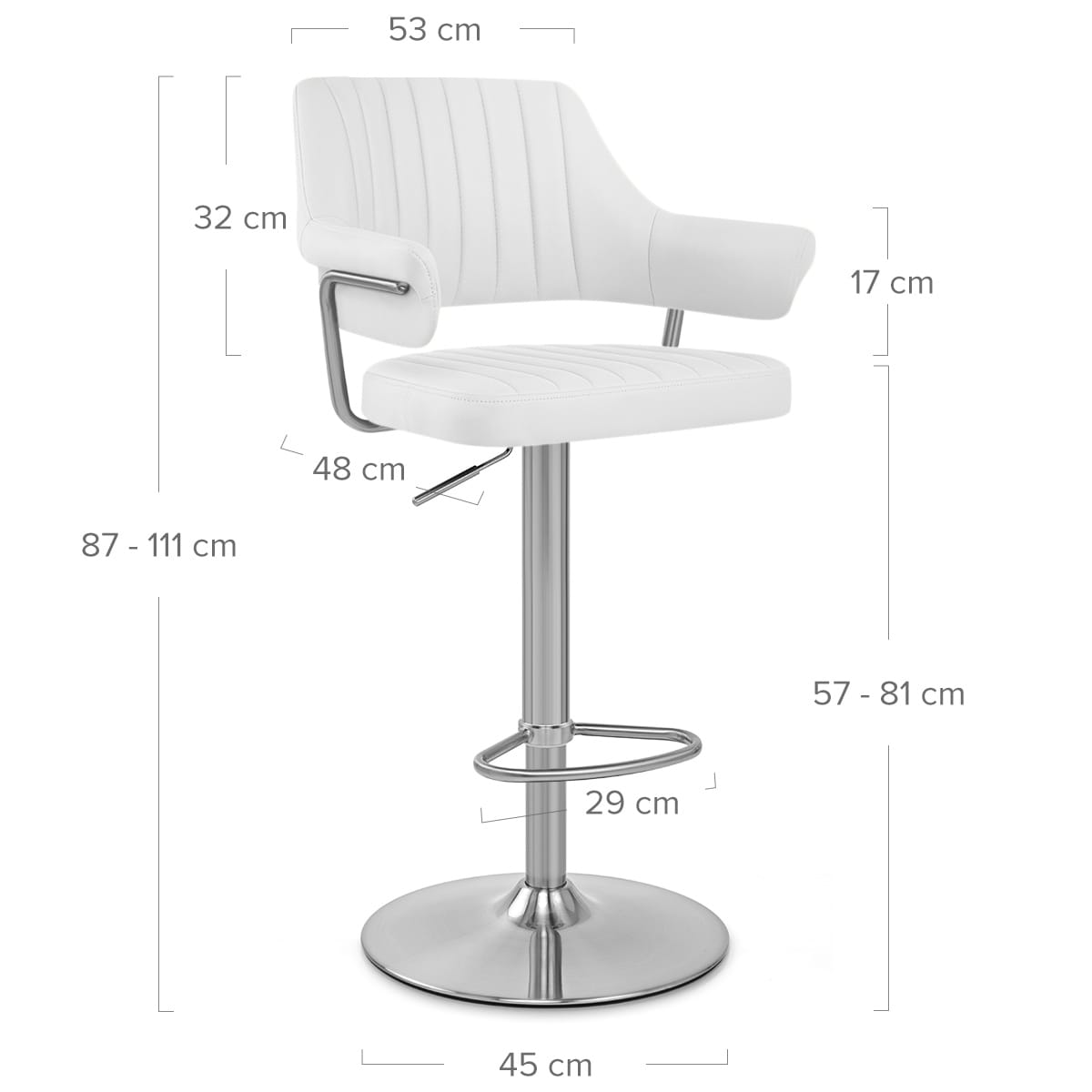 Skyline Brushed Bar Stool White