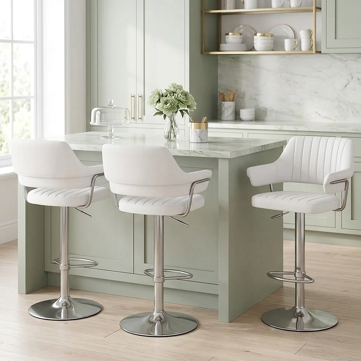 Skyline Brushed Bar Stool White