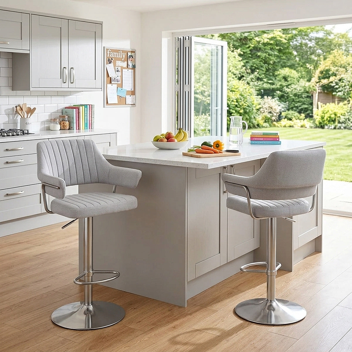 Skyline Brushed Stool Grey Fabric