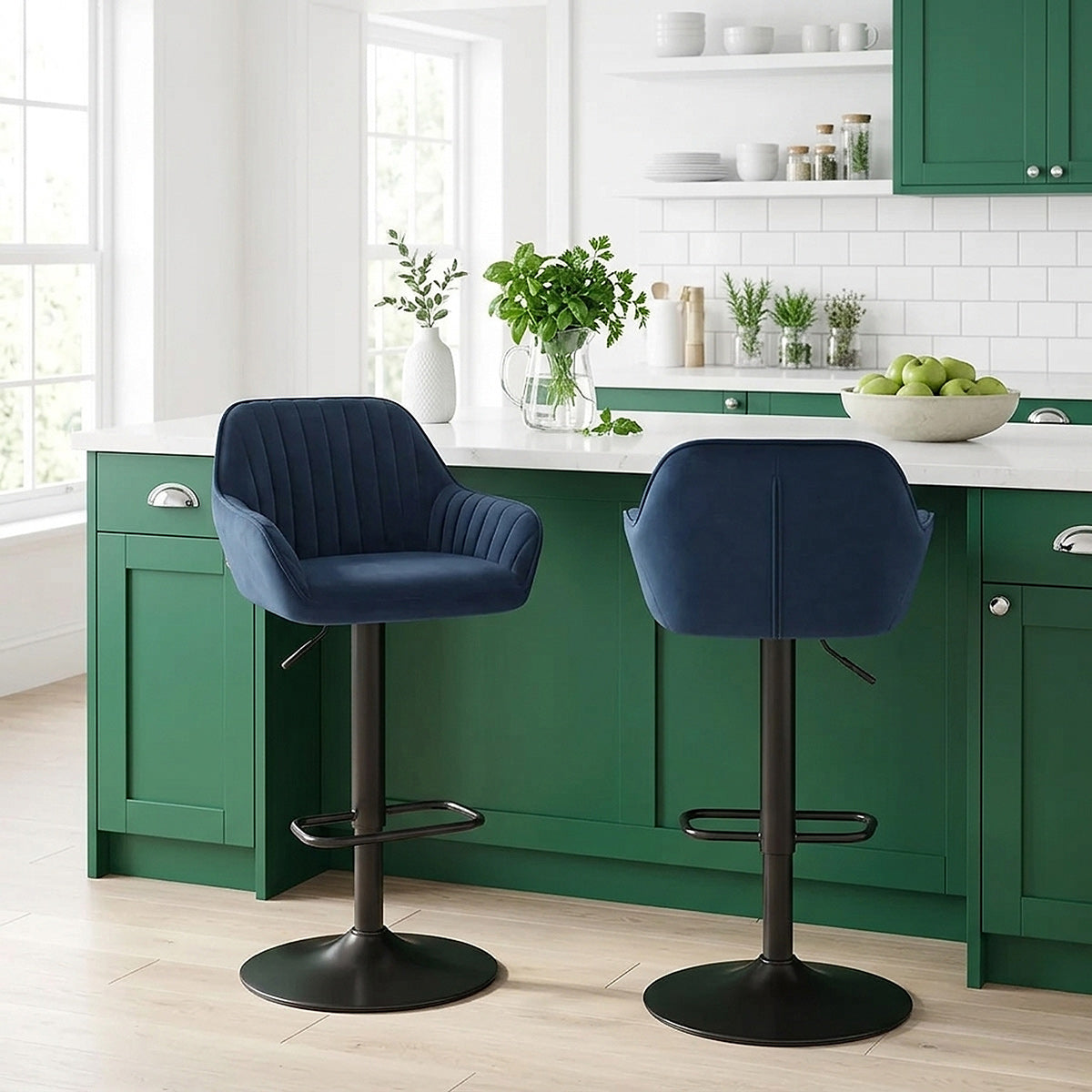 Sol Bar Stool Blue Velvet