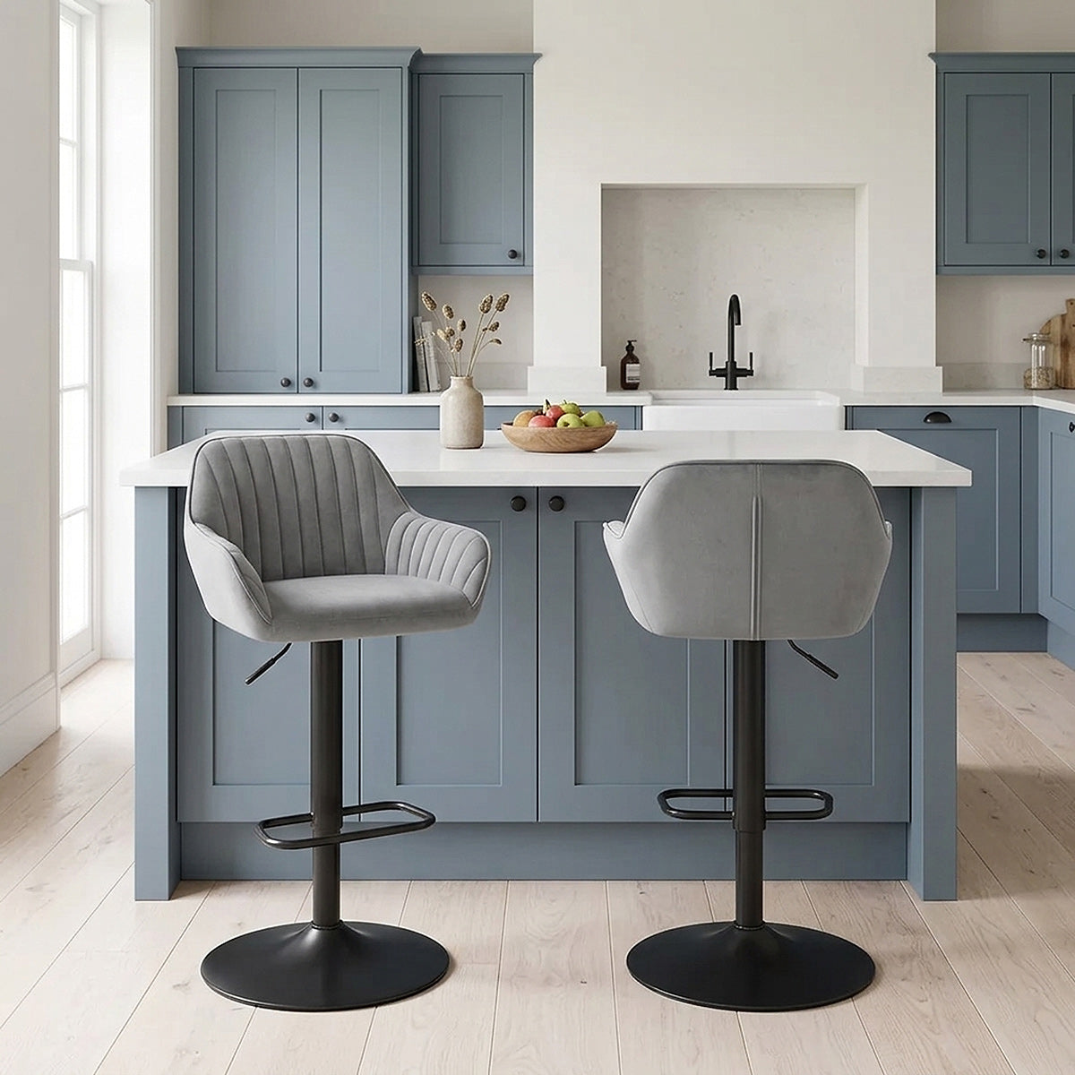 Sol Bar Stool Grey Velvet