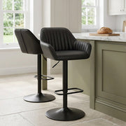 Sol Real Leather Bar Stool Black