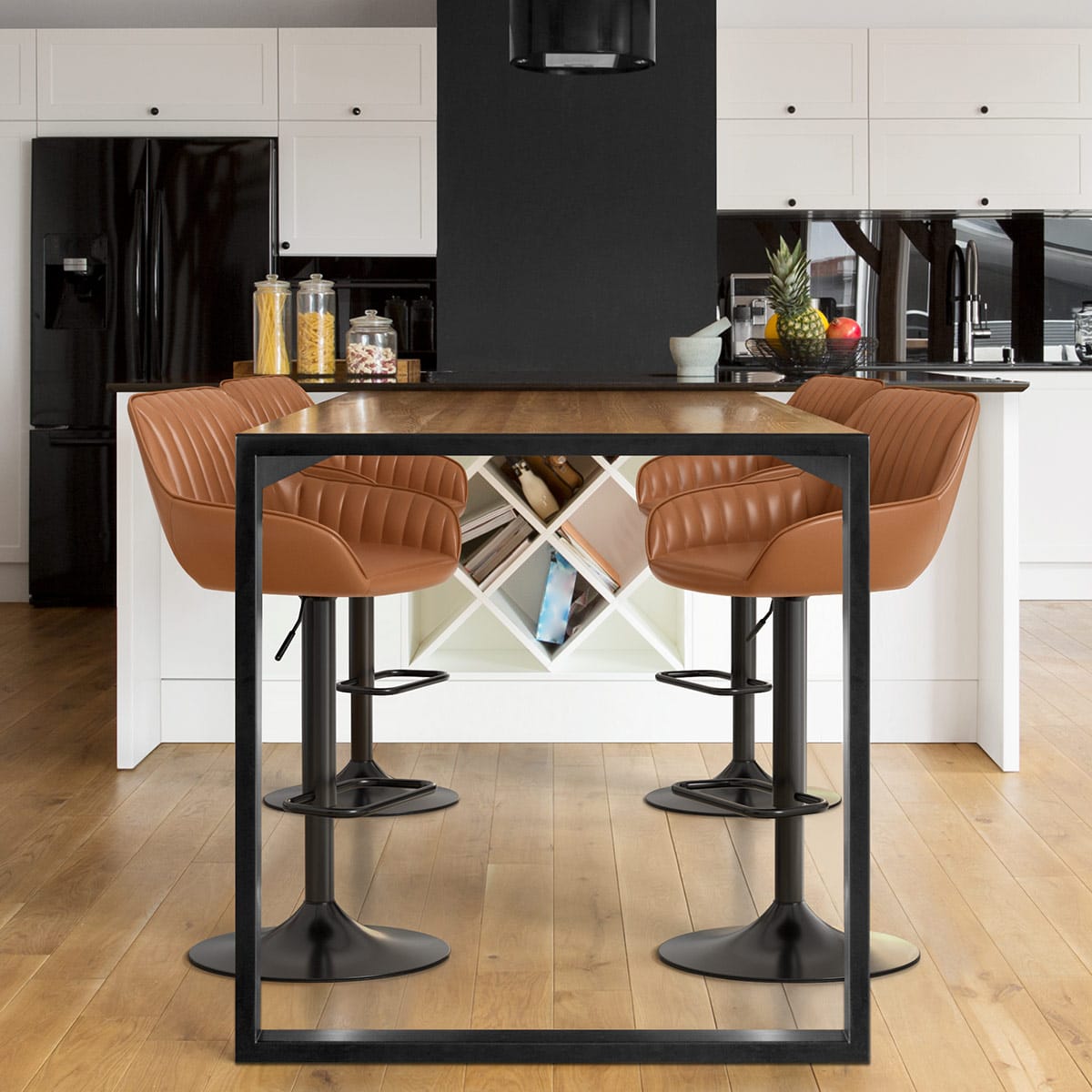 Sol Real Leather Bar Stool Brown