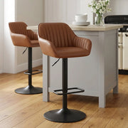 Sol Real Leather Bar Stool Brown