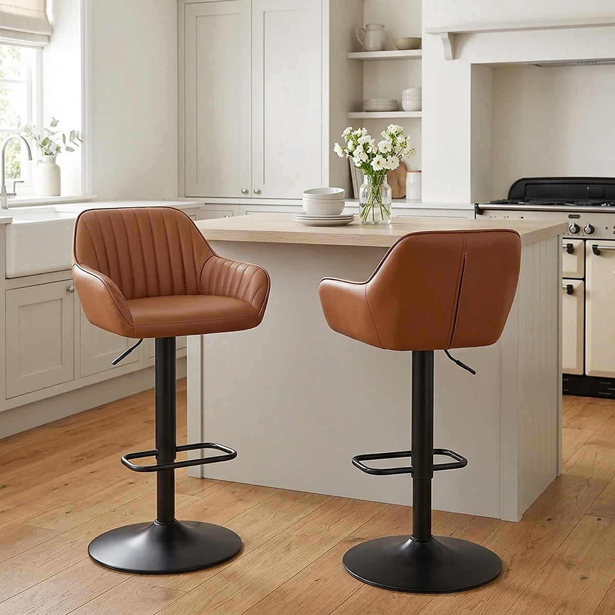 Sol Real Leather Bar Stool Brown