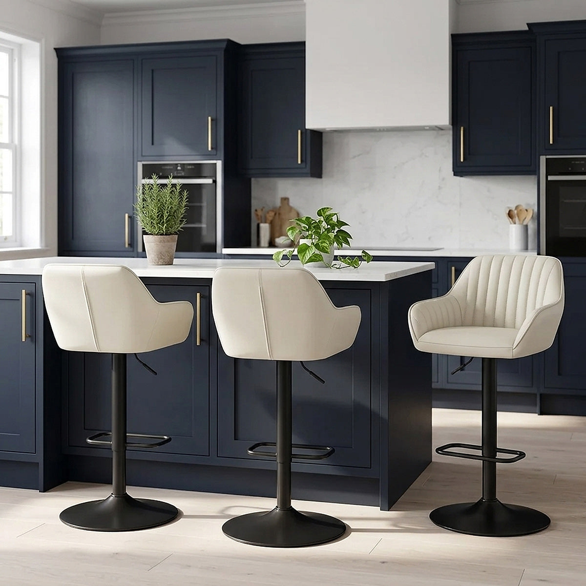Sol Real Leather Bar Stool Cream