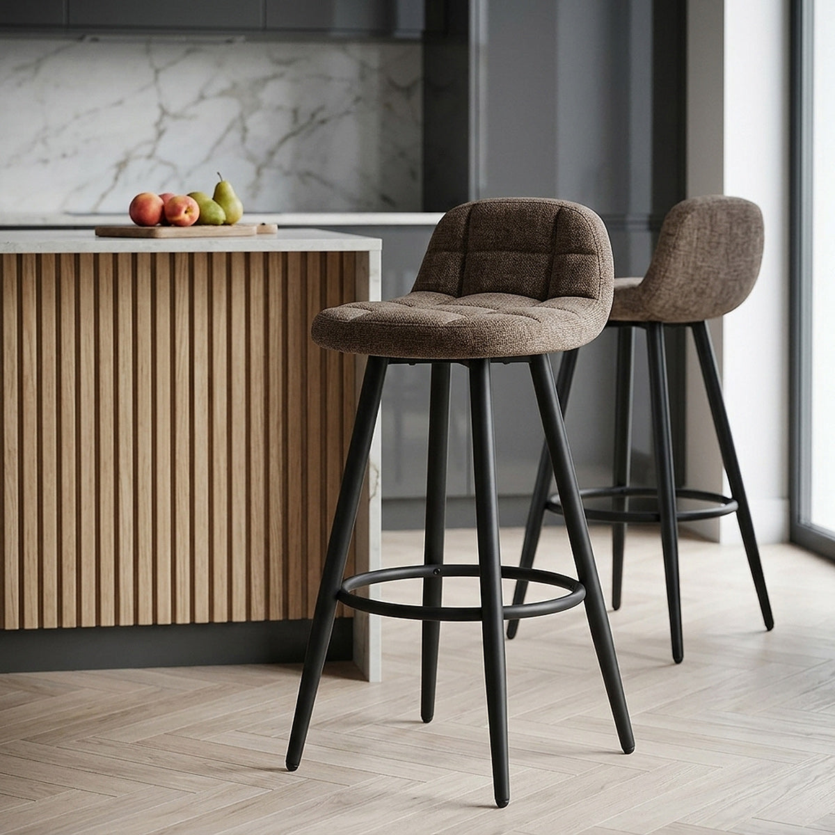 Solo Bar Stool Brown Fabric
