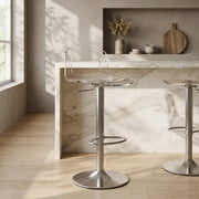 Stardust Brushed Steel Stool Clear