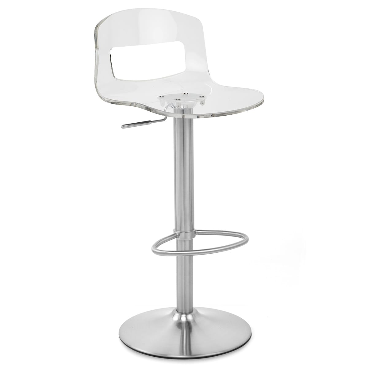 Stardust Brushed Steel Stool Clear