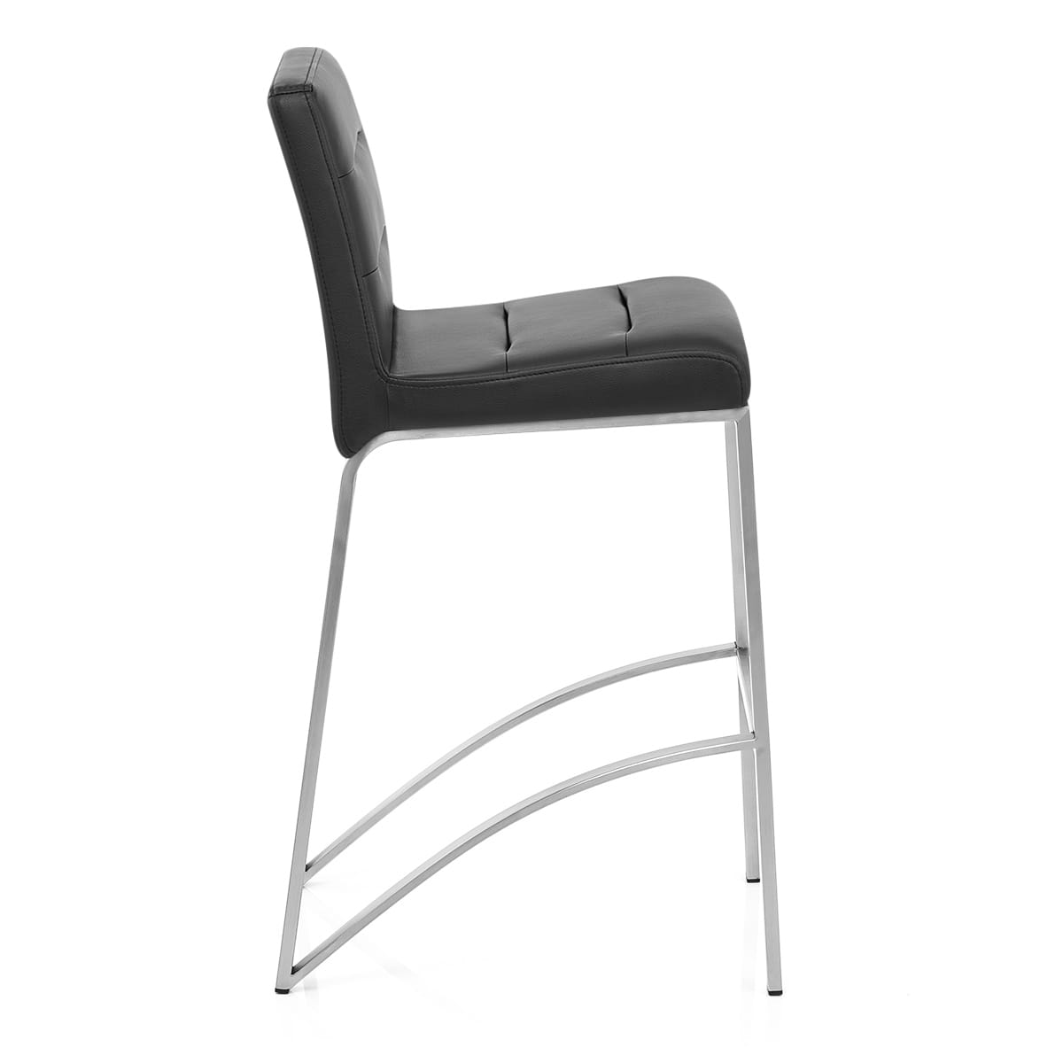 Stella Brushed Steel Stool Black