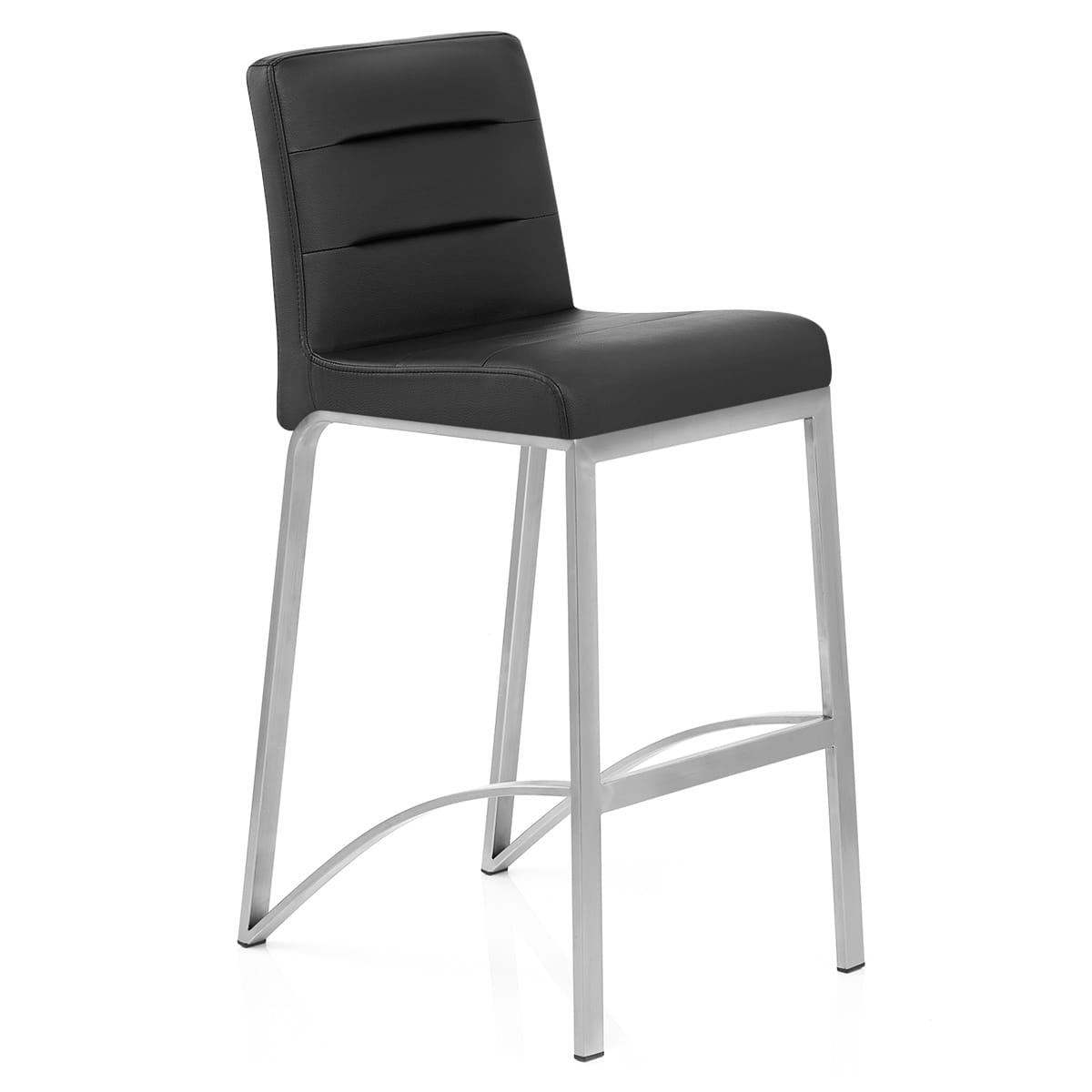 Stella Brushed Steel Stool Black