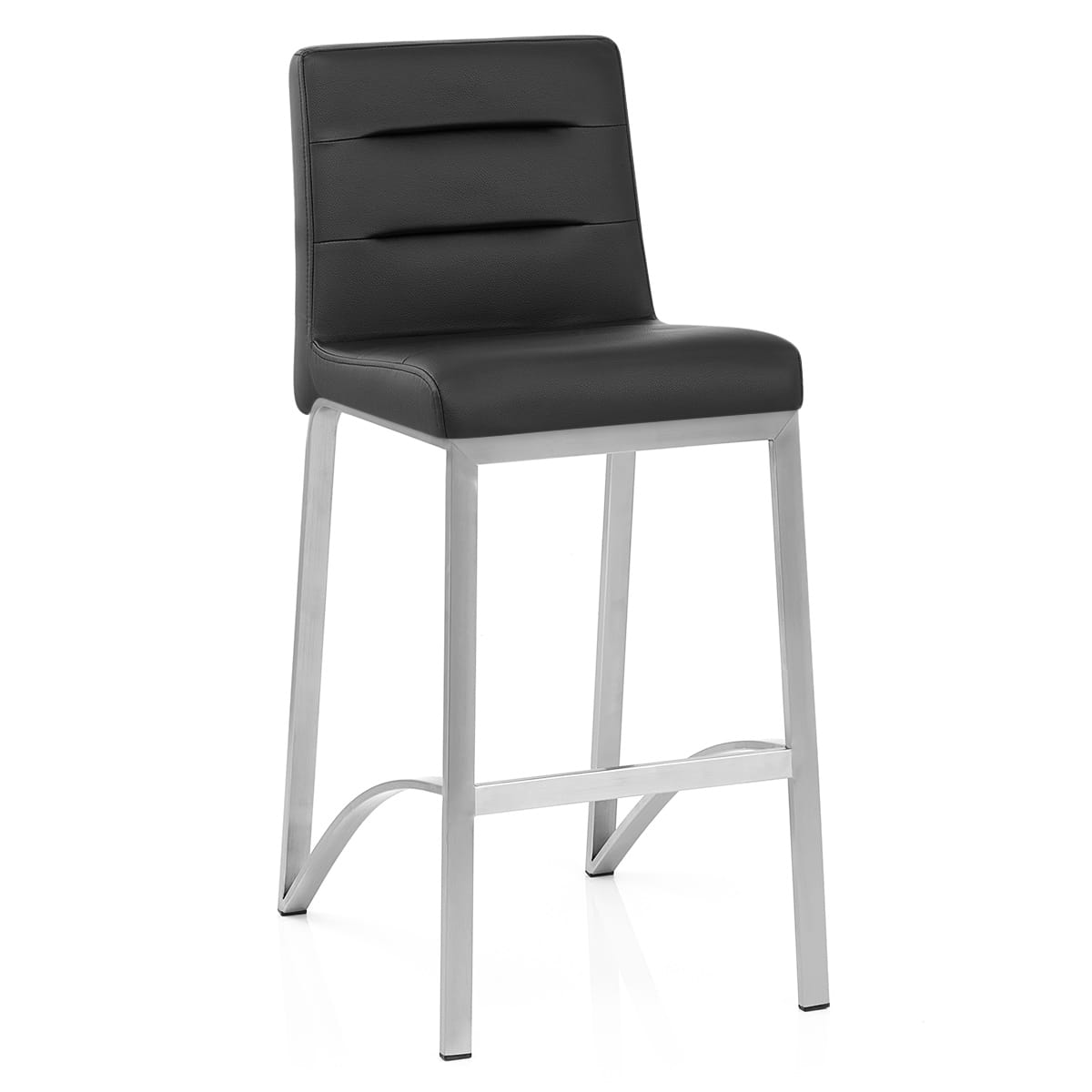Stella Brushed Steel Stool Black