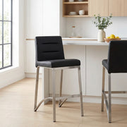 Stella Brushed Steel Stool Black