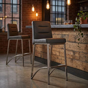 Stella Brushed Steel Stool Grey