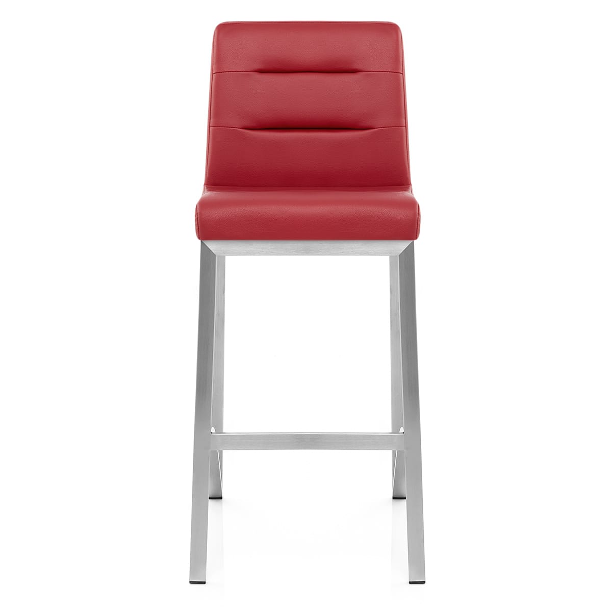 Stella Brushed Steel Stool Red