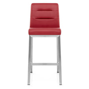 Stella Brushed Steel Stool Red
