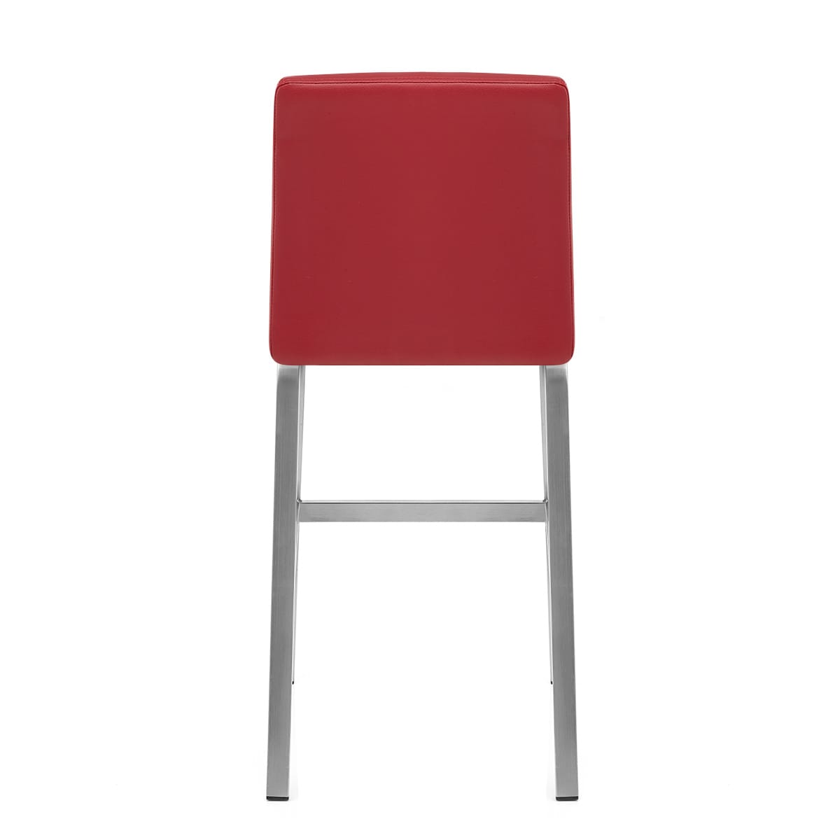 Stella Brushed Steel Stool Red