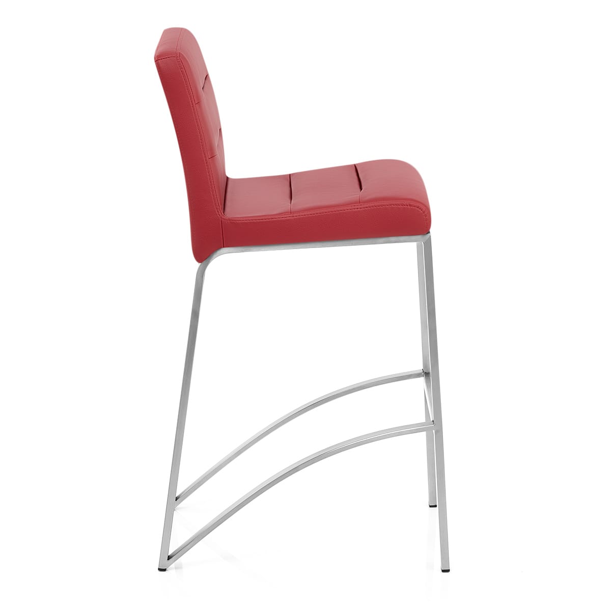 Stella Brushed Steel Stool Red