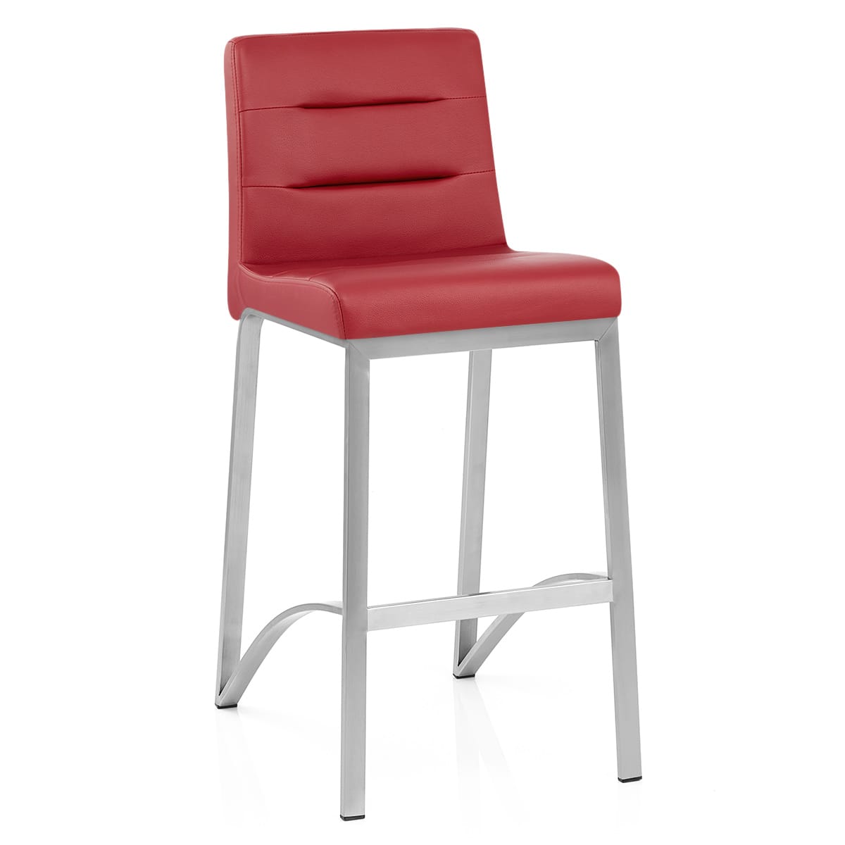 Stella Brushed Steel Stool Red