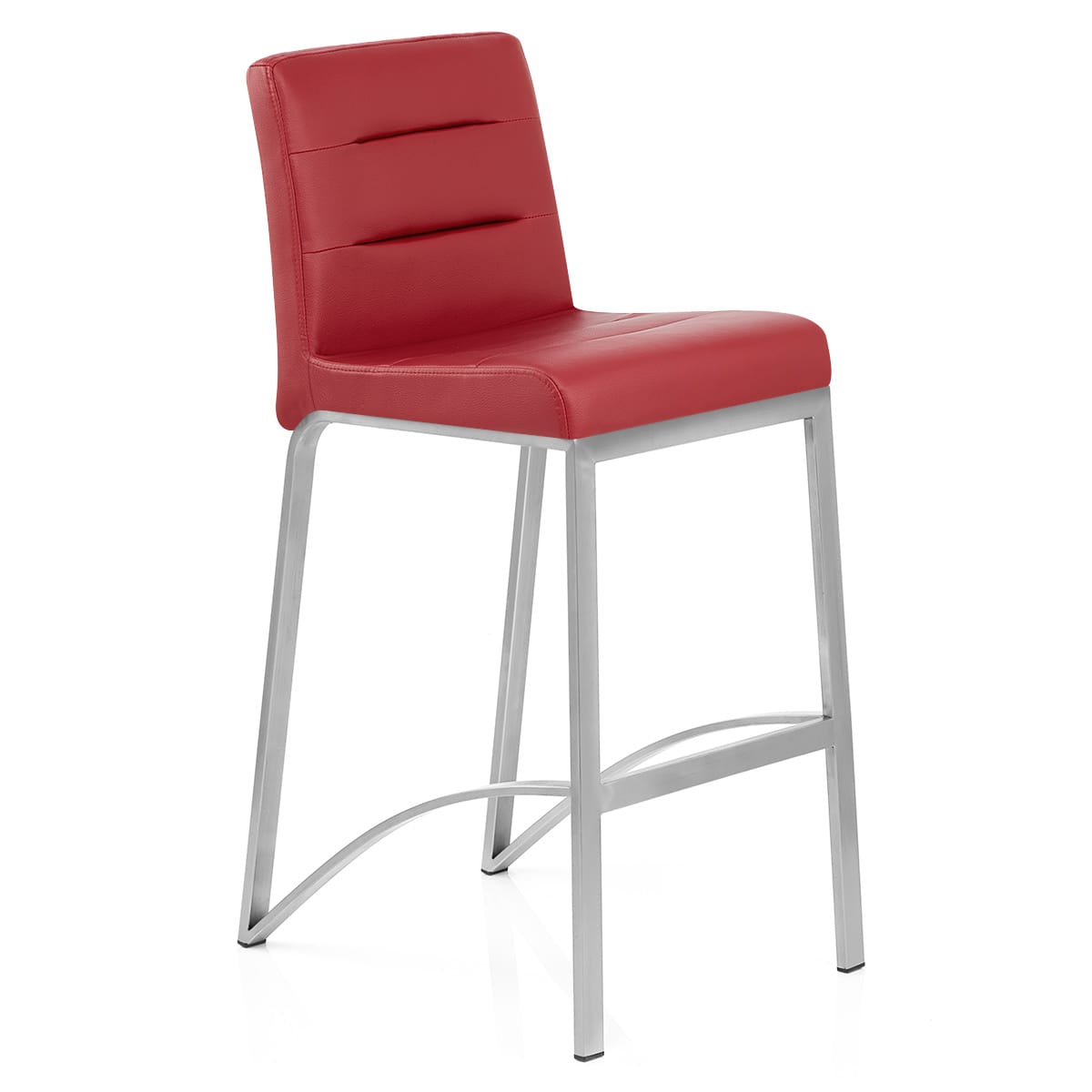 Stella Brushed Steel Stool Red