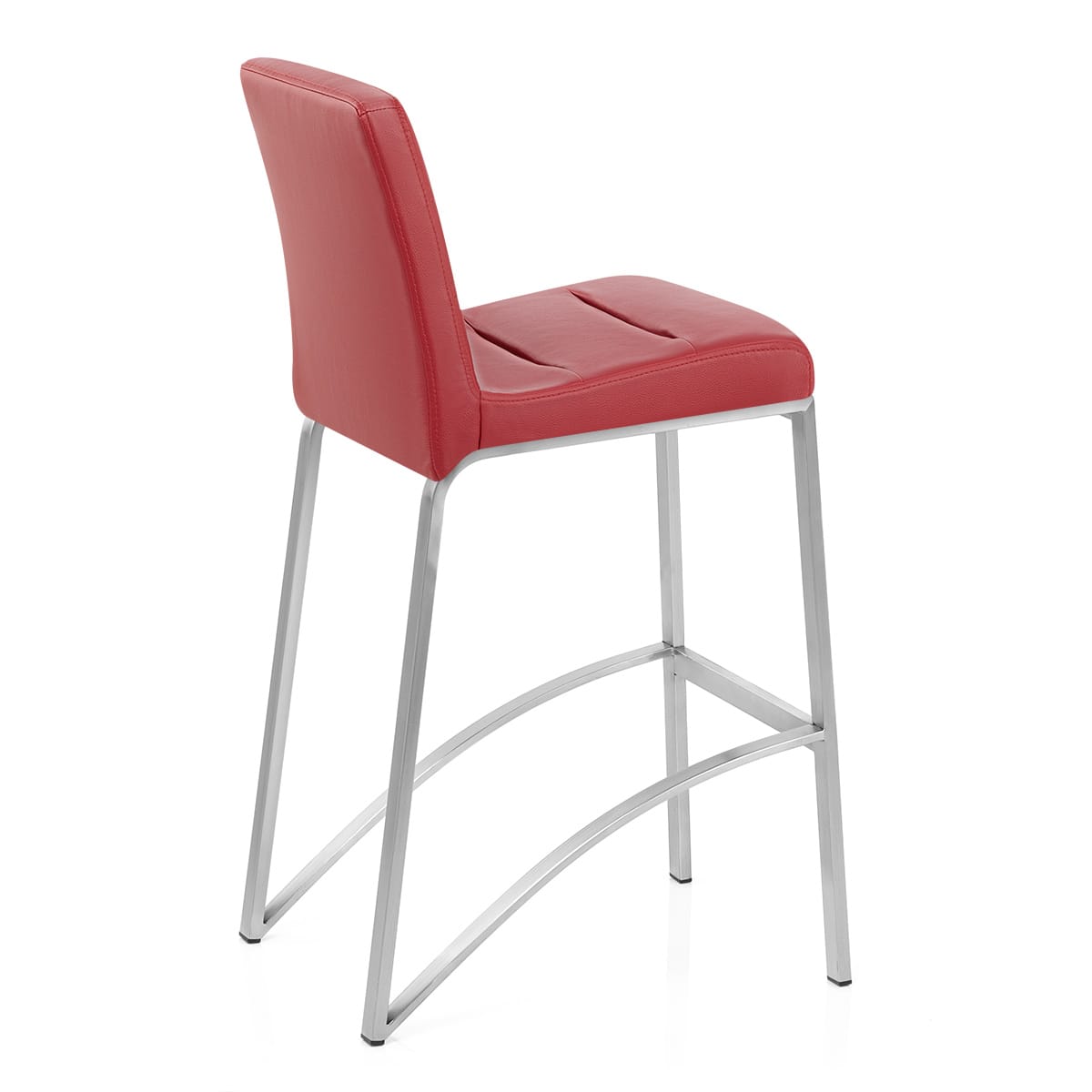 Stella Brushed Steel Stool Red