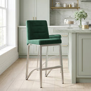 Stella Brushed Stool Green Velvet