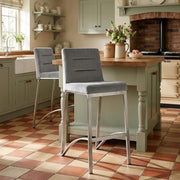 Stella Brushed Stool Grey Velvet