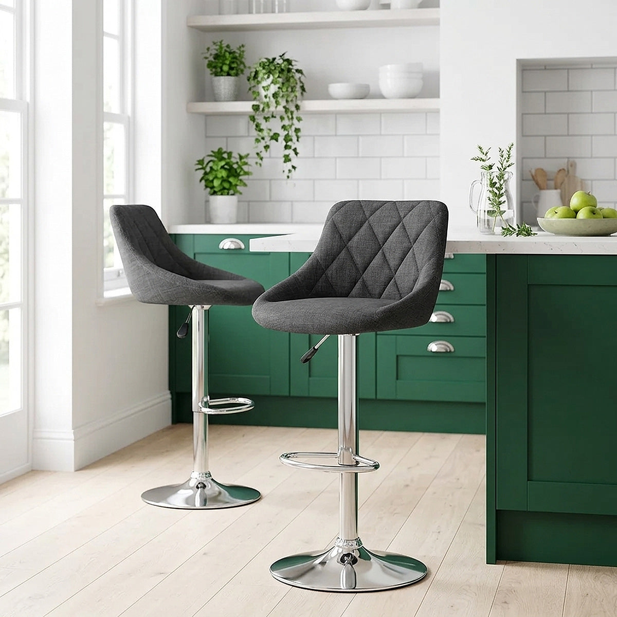 Stitch Bar Stool Charcoal Fabric