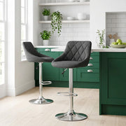 Stitch Bar Stool Charcoal Fabric