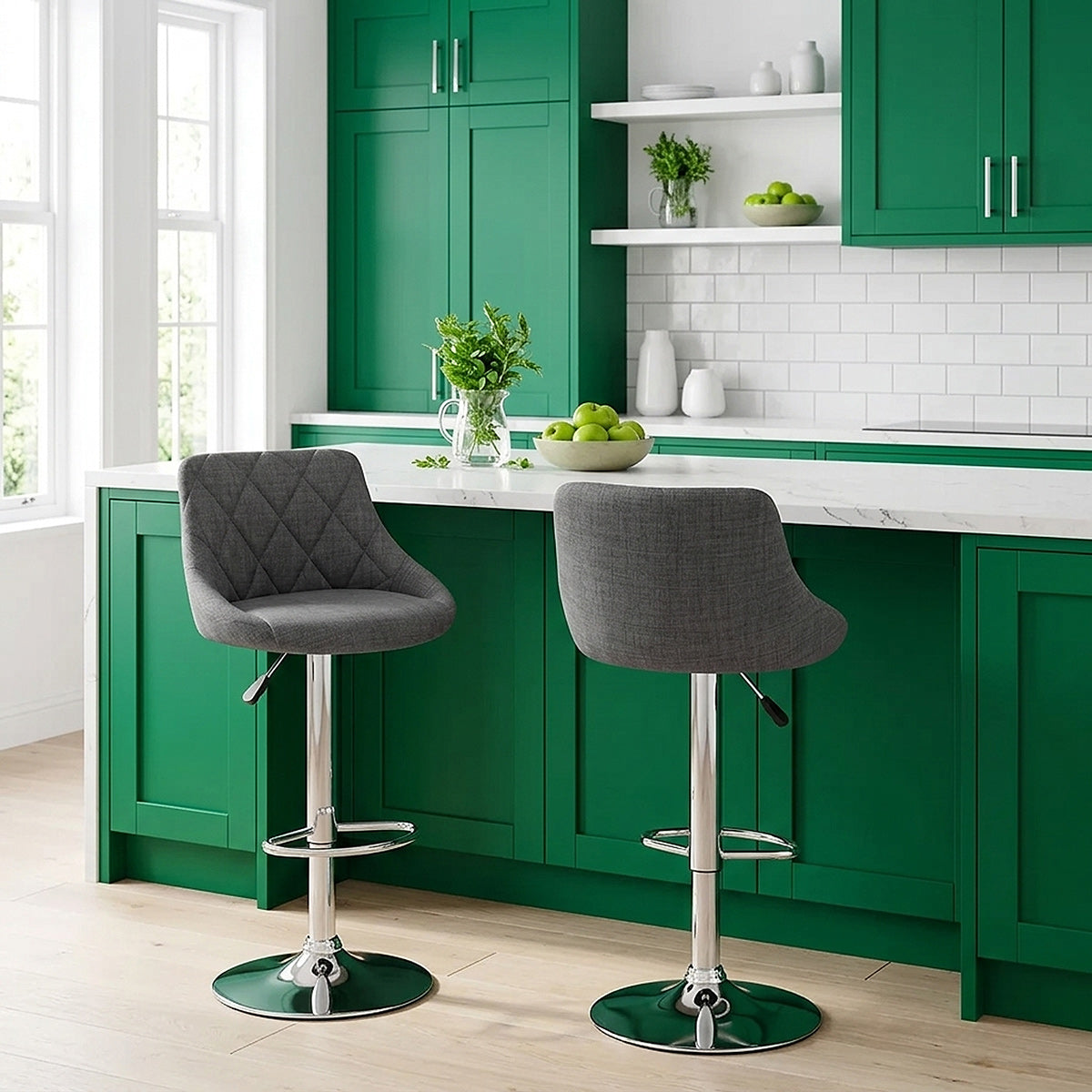 Stitch Bar Stool Charcoal Fabric