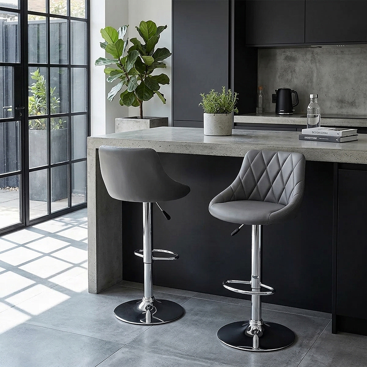 Stitch Bar Stool Grey