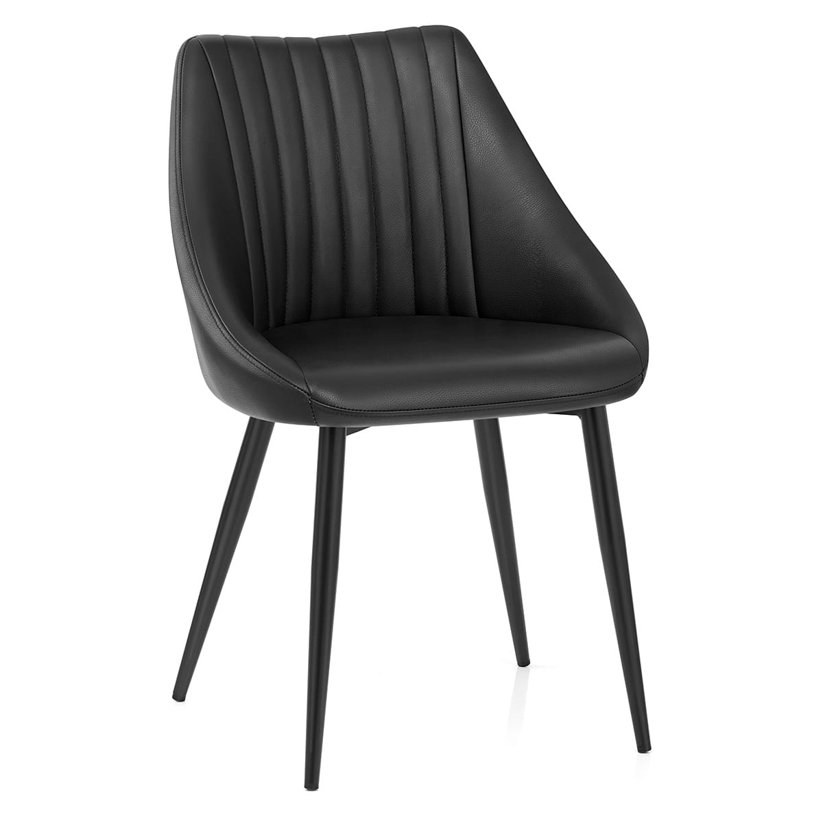 Strata Dining Chair Black Real Leather