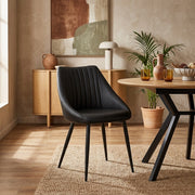 Strata Dining Chair Black Real Leather