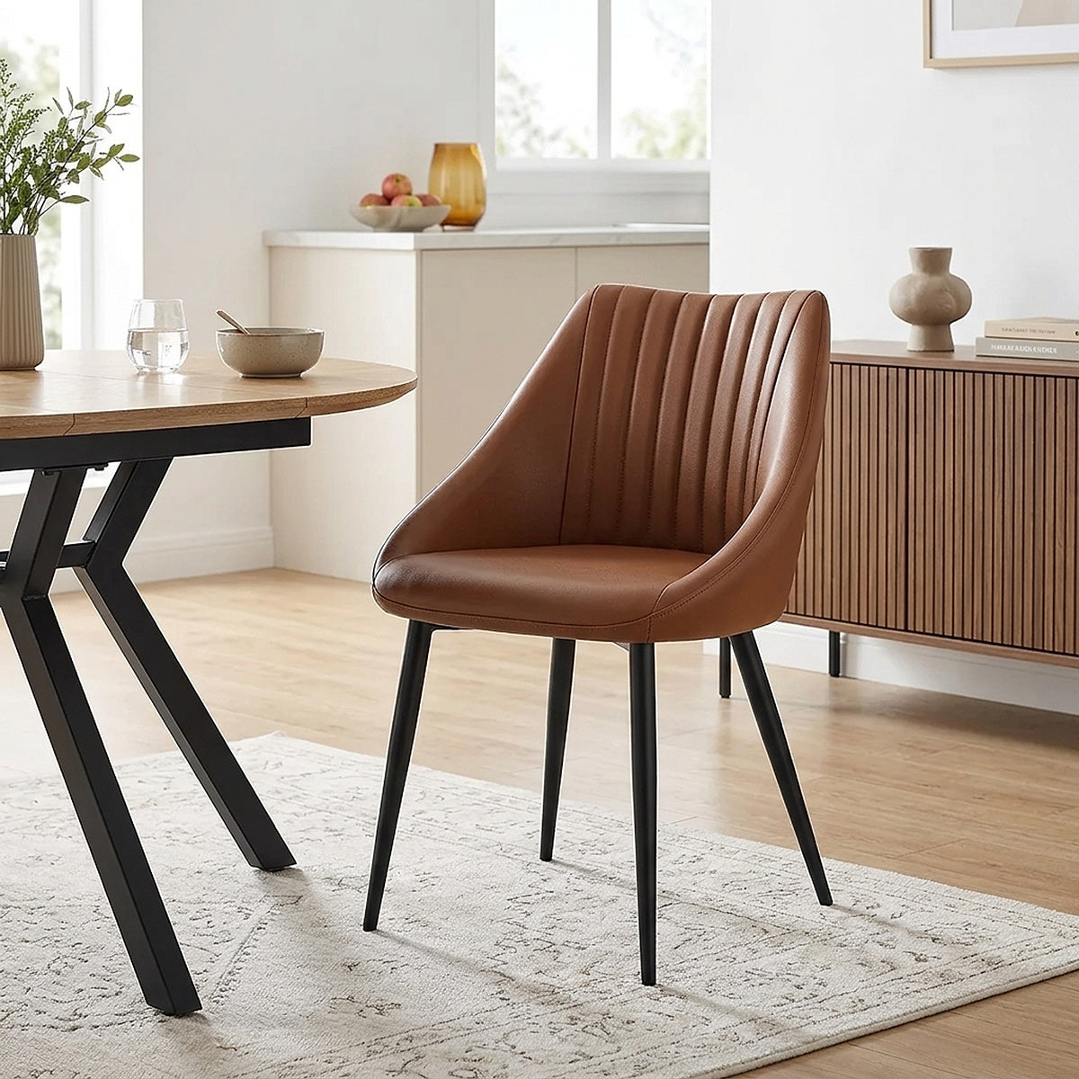 Strata Dining Chair Brown Real Leather