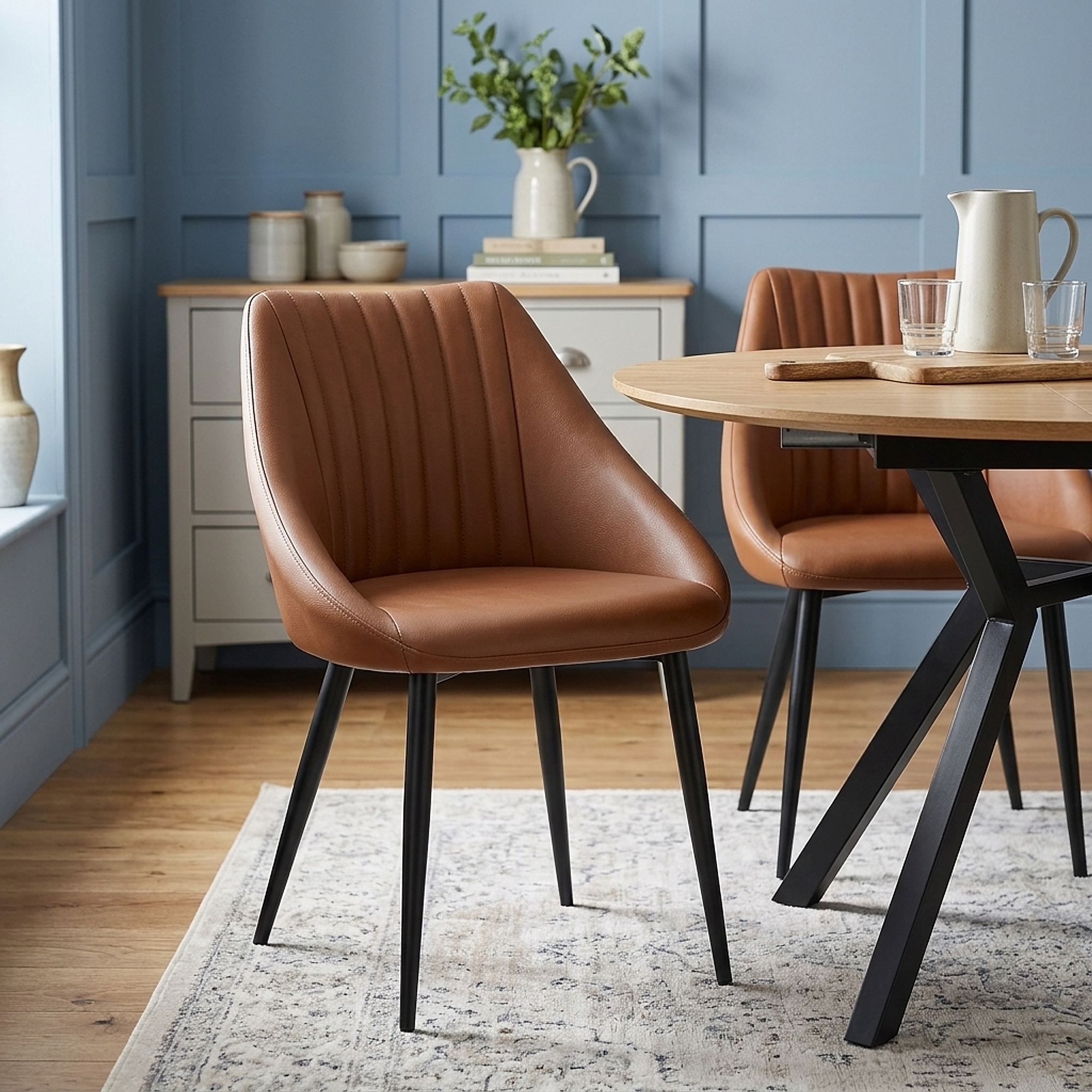 Strata Dining Chair Brown Real Leather