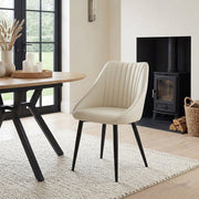 Strata Dining Chair Cream Real Leather