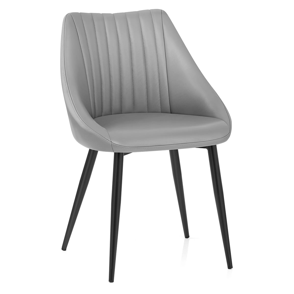 Strata Dining Chair Grey Real Leather