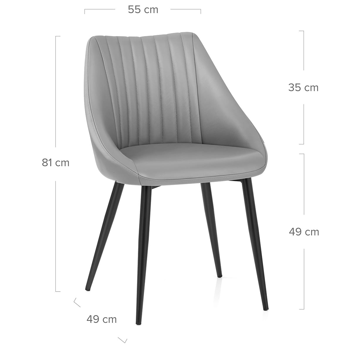 Strata Dining Chair Grey Real Leather