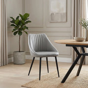 Strata Dining Chair Grey Real Leather