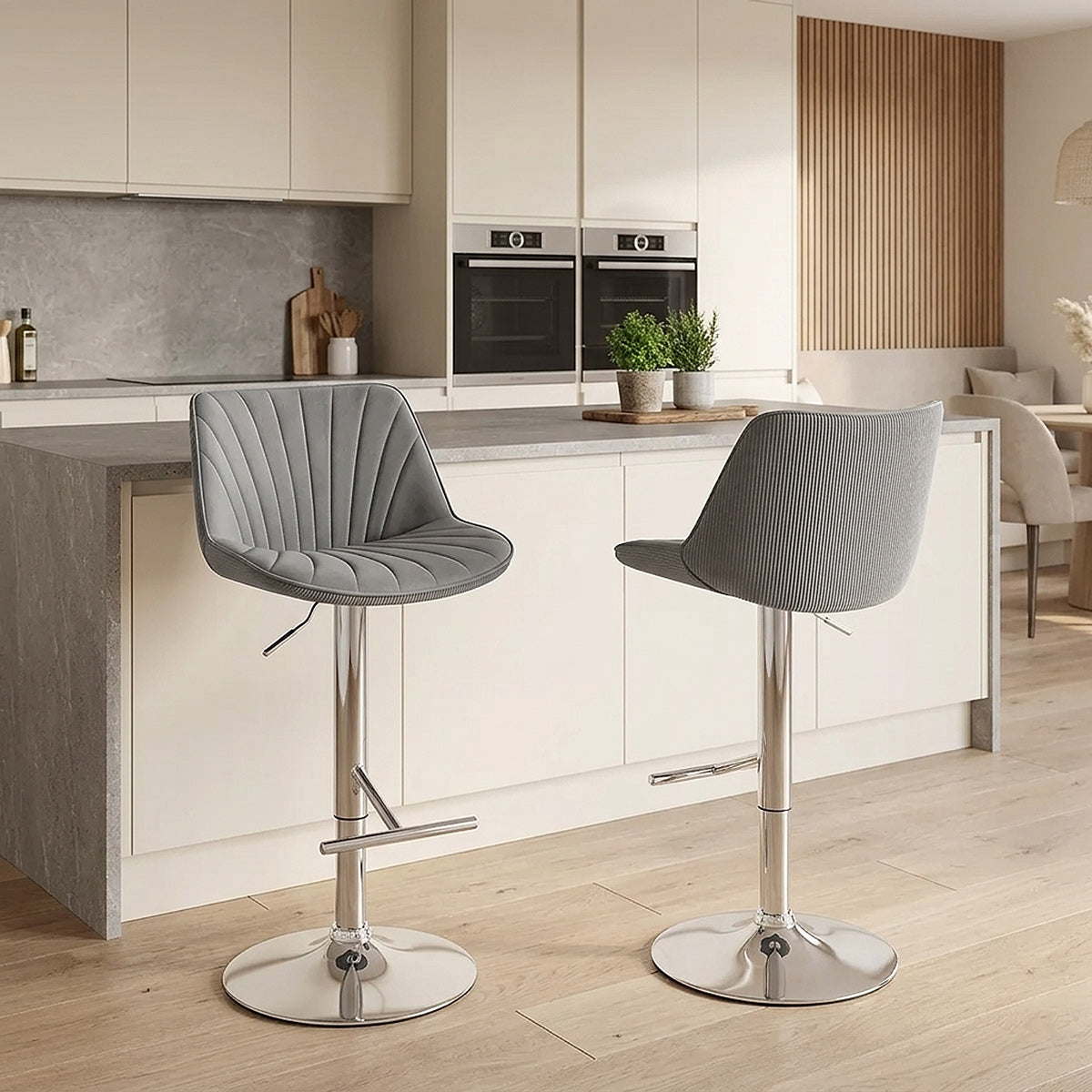 Summer Bar Stool Grey Velvet