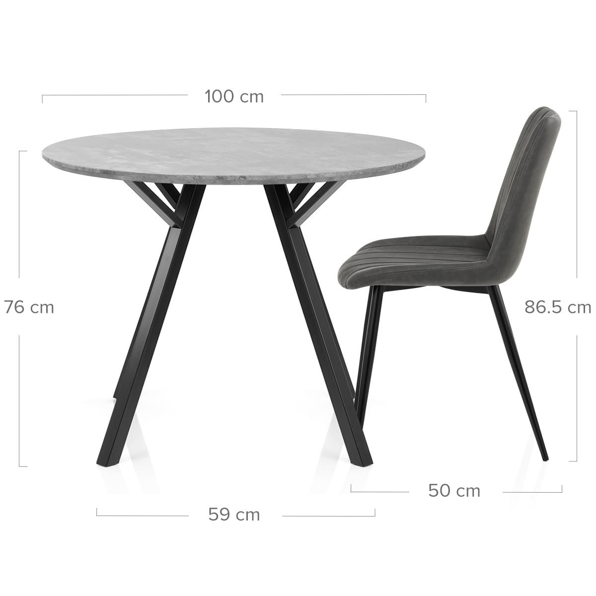 Sussex Dining Set Concrete & Charcoal