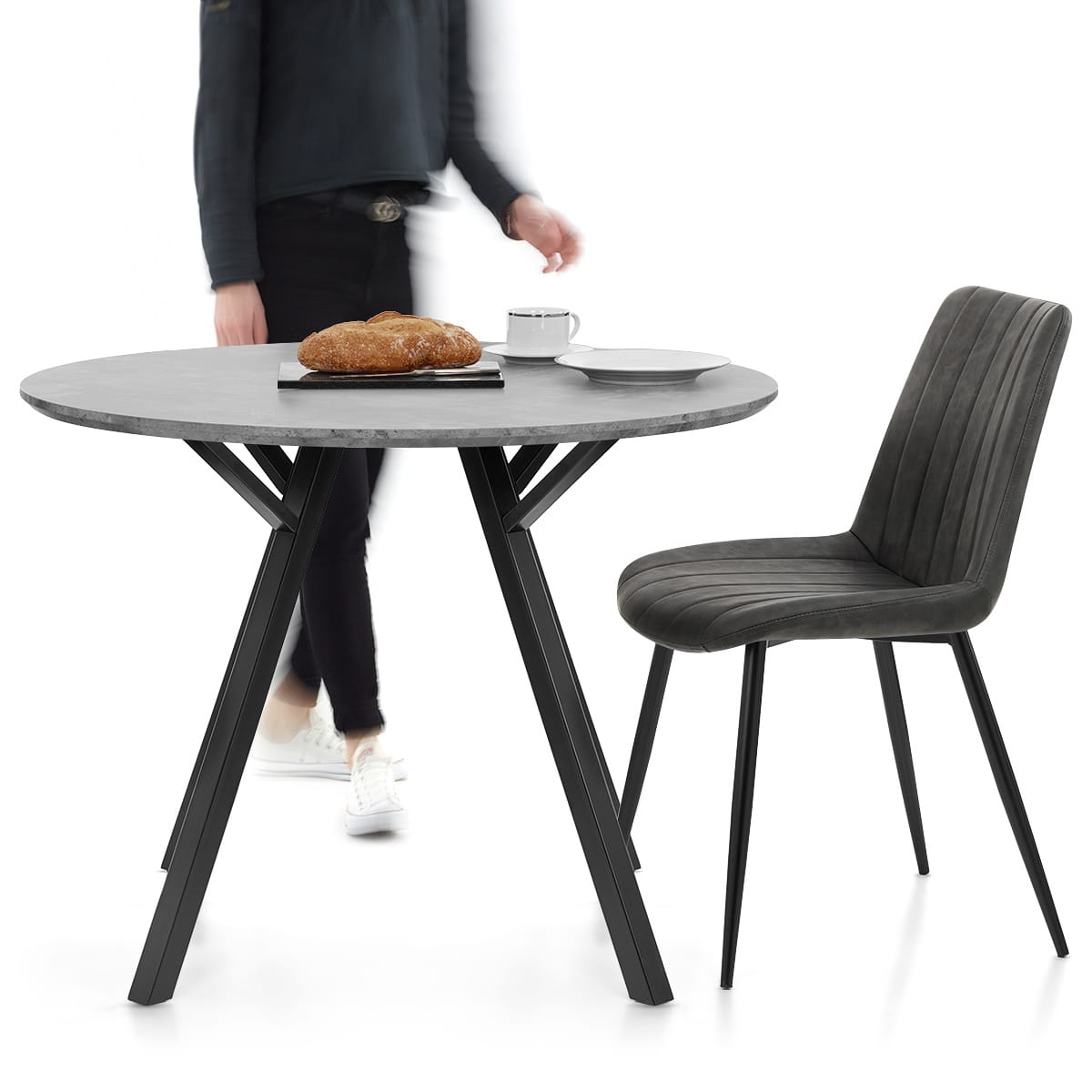 Sussex Dining Set Concrete & Charcoal