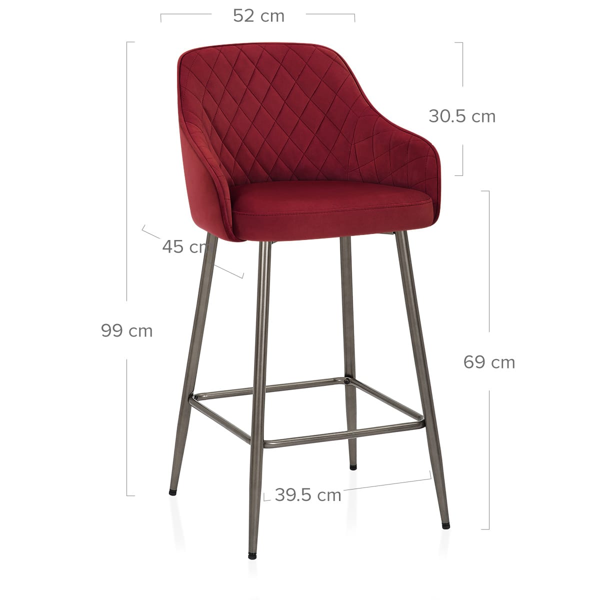 Sydney Bar Stool Red Velvet
