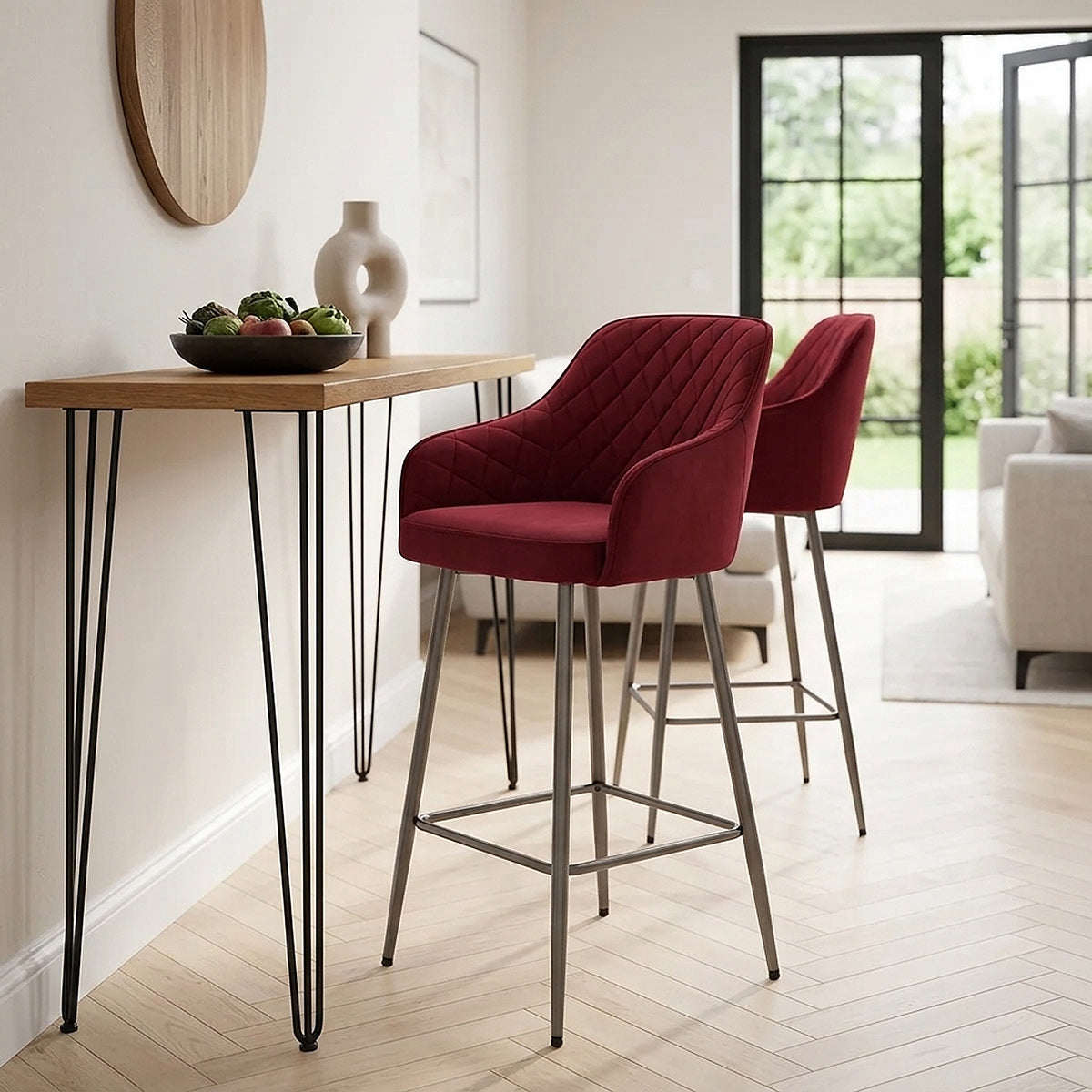 Sydney Bar Stool Red Velvet