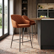 Sydney Bar Stool Rust Velvet