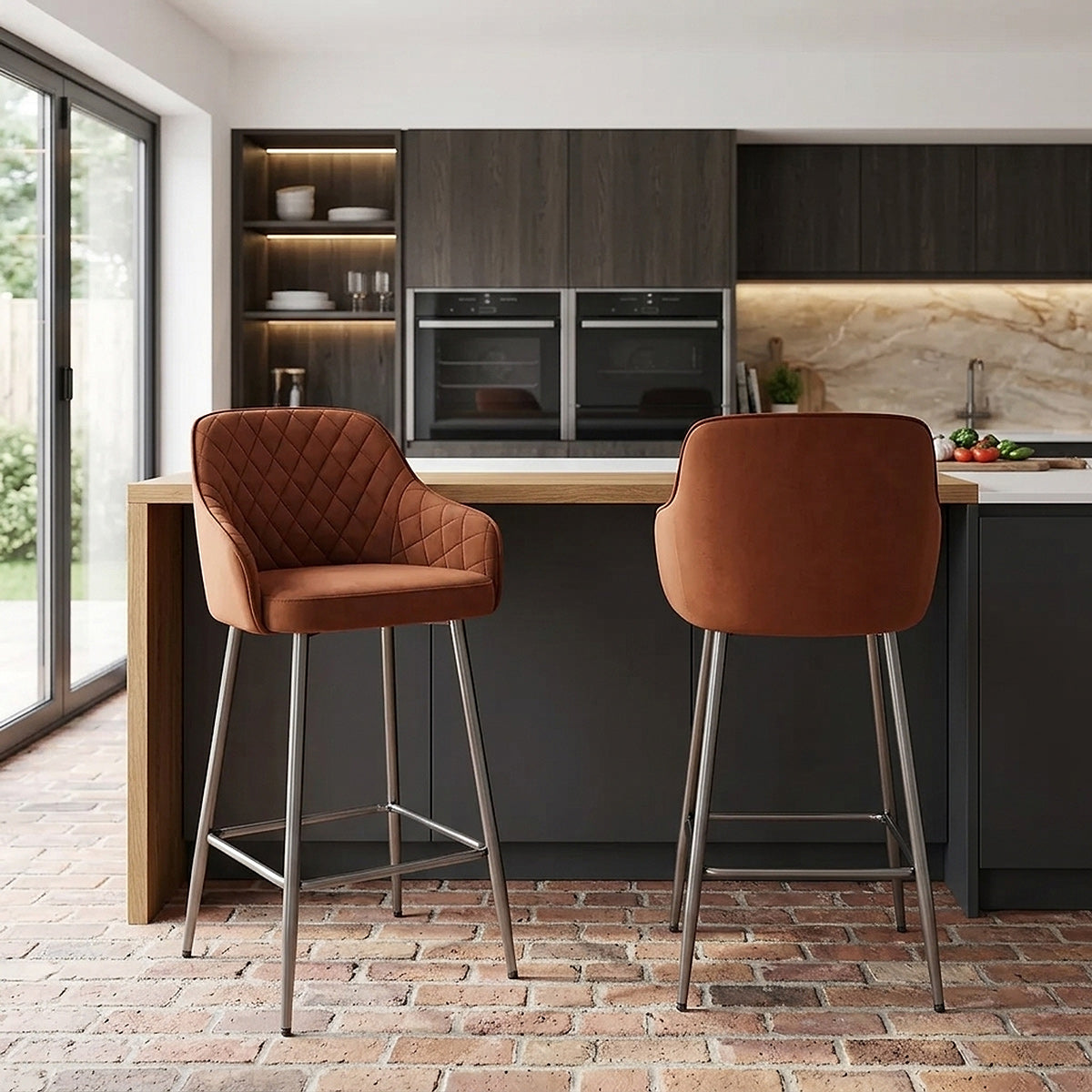 Sydney Bar Stool Rust Velvet