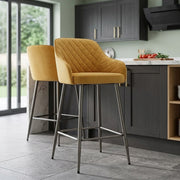 Sydney Bar Stool Yellow Velvet