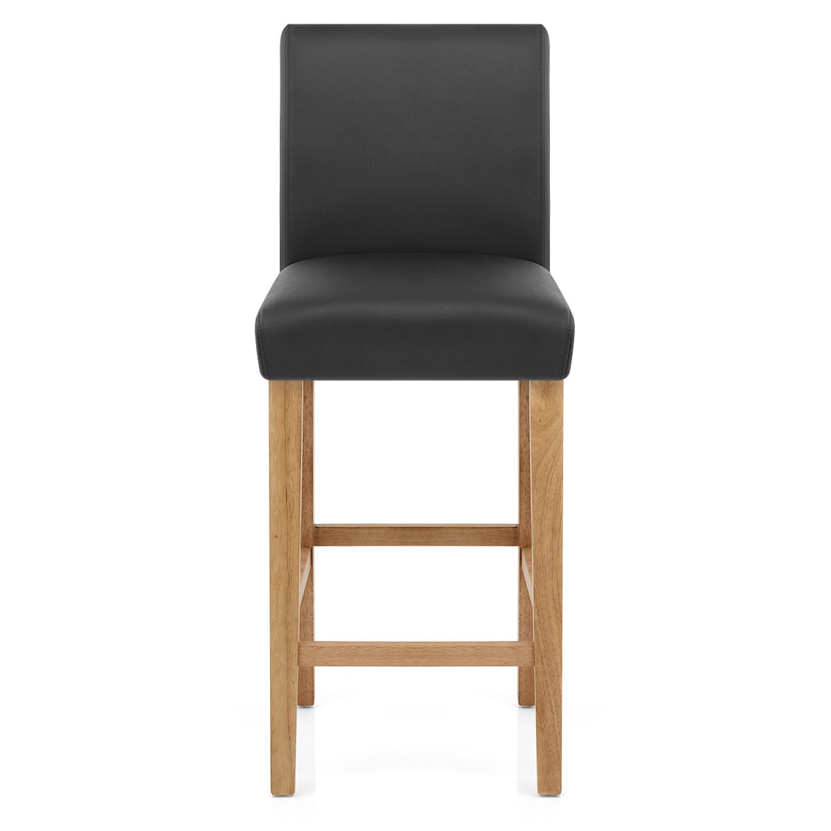 Tetbury Oak Bar Stool Black Leather